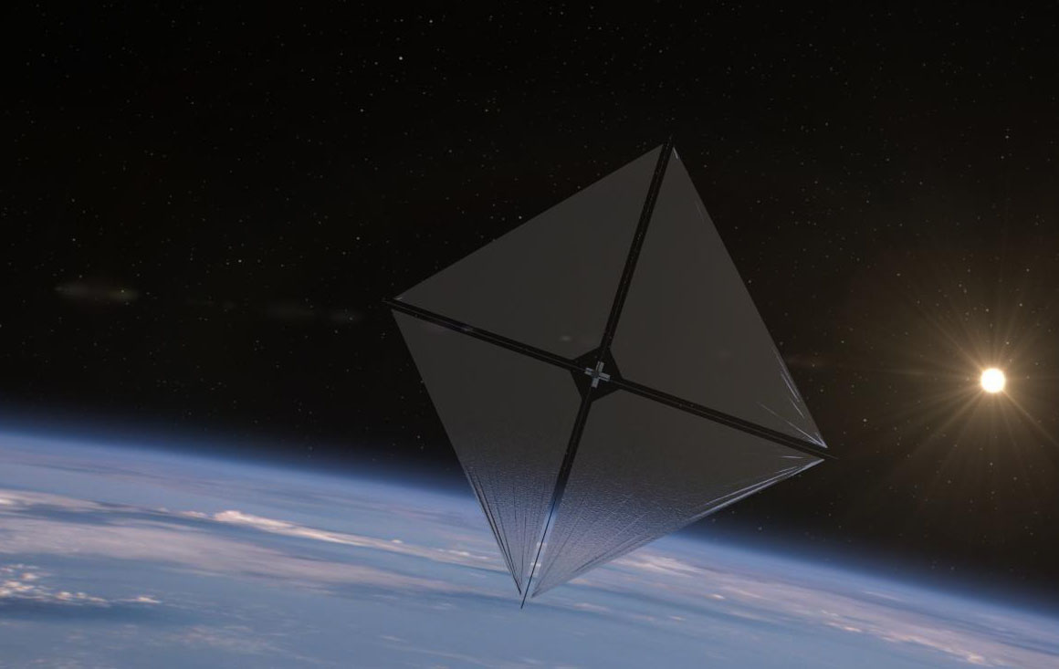 NASA solar sail moves in space with energy from the sun